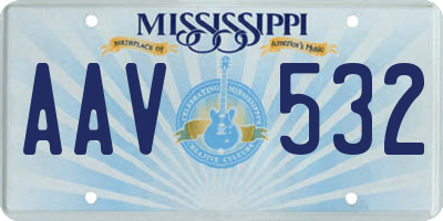 MS license plate AAV532