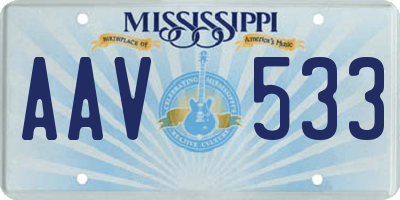 MS license plate AAV533