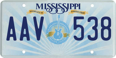 MS license plate AAV538