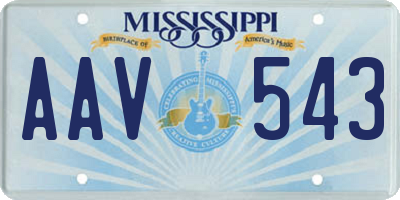 MS license plate AAV543