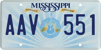 MS license plate AAV551