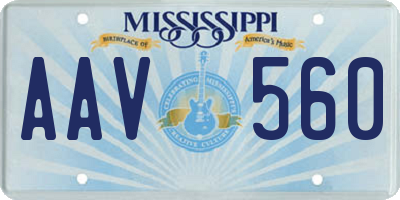 MS license plate AAV560