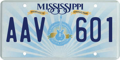 MS license plate AAV601