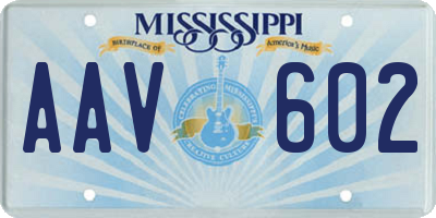 MS license plate AAV602