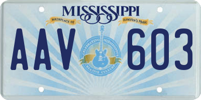 MS license plate AAV603