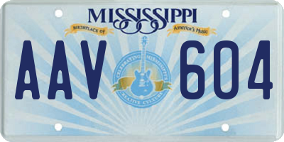 MS license plate AAV604