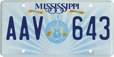 MS license plate AAV643