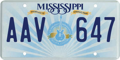 MS license plate AAV647