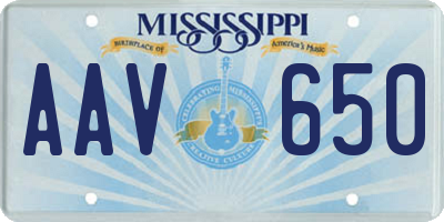 MS license plate AAV650