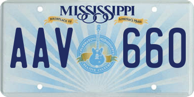 MS license plate AAV660