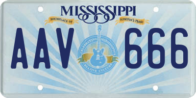 MS license plate AAV666