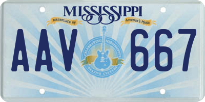 MS license plate AAV667