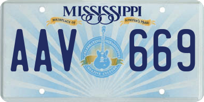 MS license plate AAV669