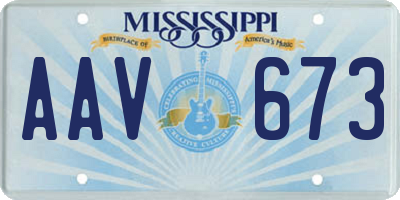 MS license plate AAV673
