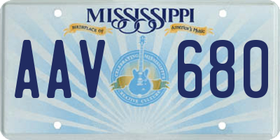 MS license plate AAV680