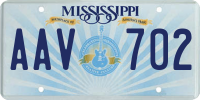 MS license plate AAV702