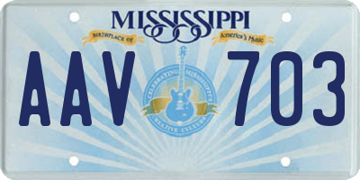MS license plate AAV703