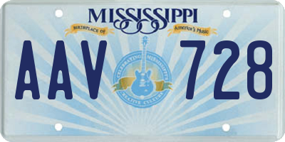 MS license plate AAV728