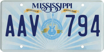 MS license plate AAV794