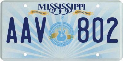 MS license plate AAV802