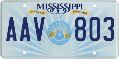 MS license plate AAV803