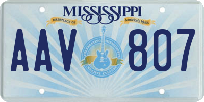 MS license plate AAV807