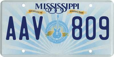 MS license plate AAV809