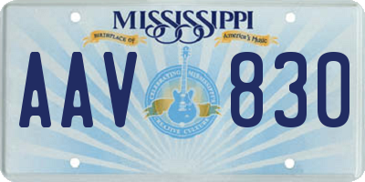 MS license plate AAV830