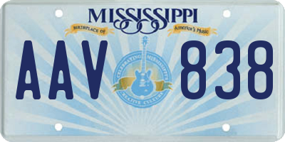 MS license plate AAV838