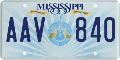 MS license plate AAV840