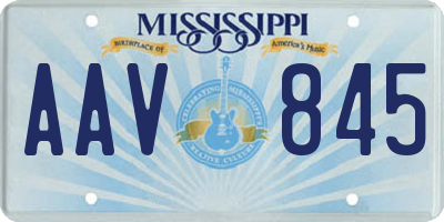 MS license plate AAV845