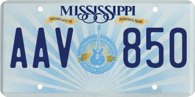 MS license plate AAV850