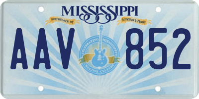 MS license plate AAV852