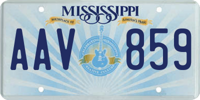 MS license plate AAV859