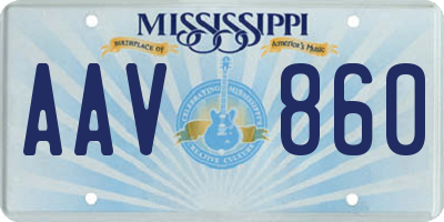 MS license plate AAV860