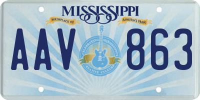 MS license plate AAV863