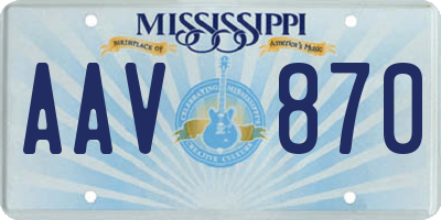 MS license plate AAV870