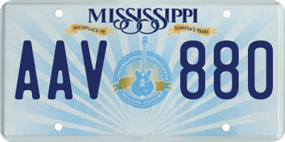 MS license plate AAV880