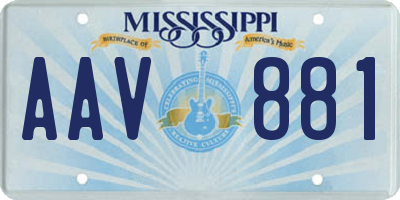 MS license plate AAV881