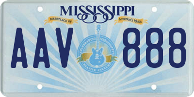 MS license plate AAV888