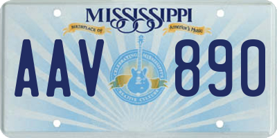 MS license plate AAV890