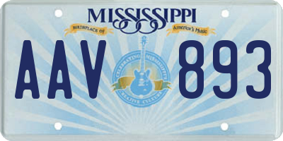 MS license plate AAV893