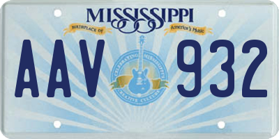 MS license plate AAV932