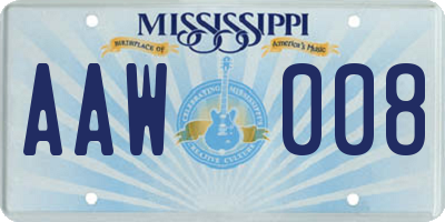 MS license plate AAW008