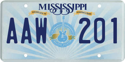 MS license plate AAW201