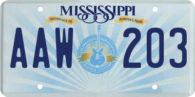 MS license plate AAW203