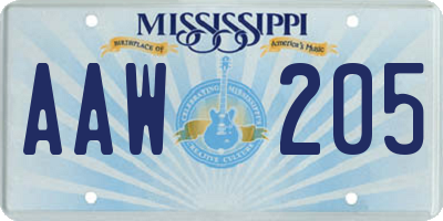 MS license plate AAW205