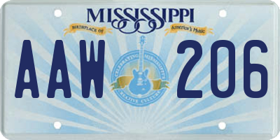 MS license plate AAW206