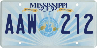 MS license plate AAW212