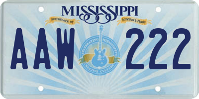 MS license plate AAW222